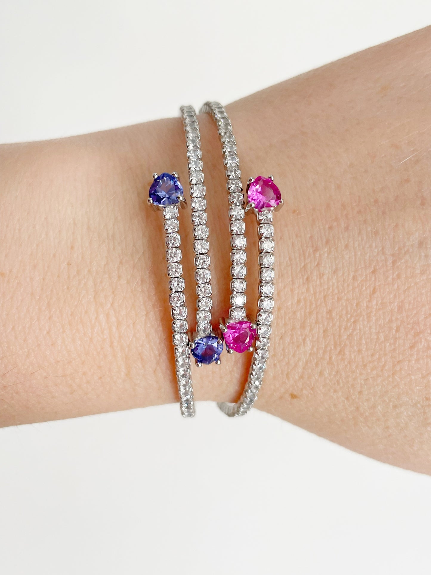 Bracciale tennis semi rigido cuori