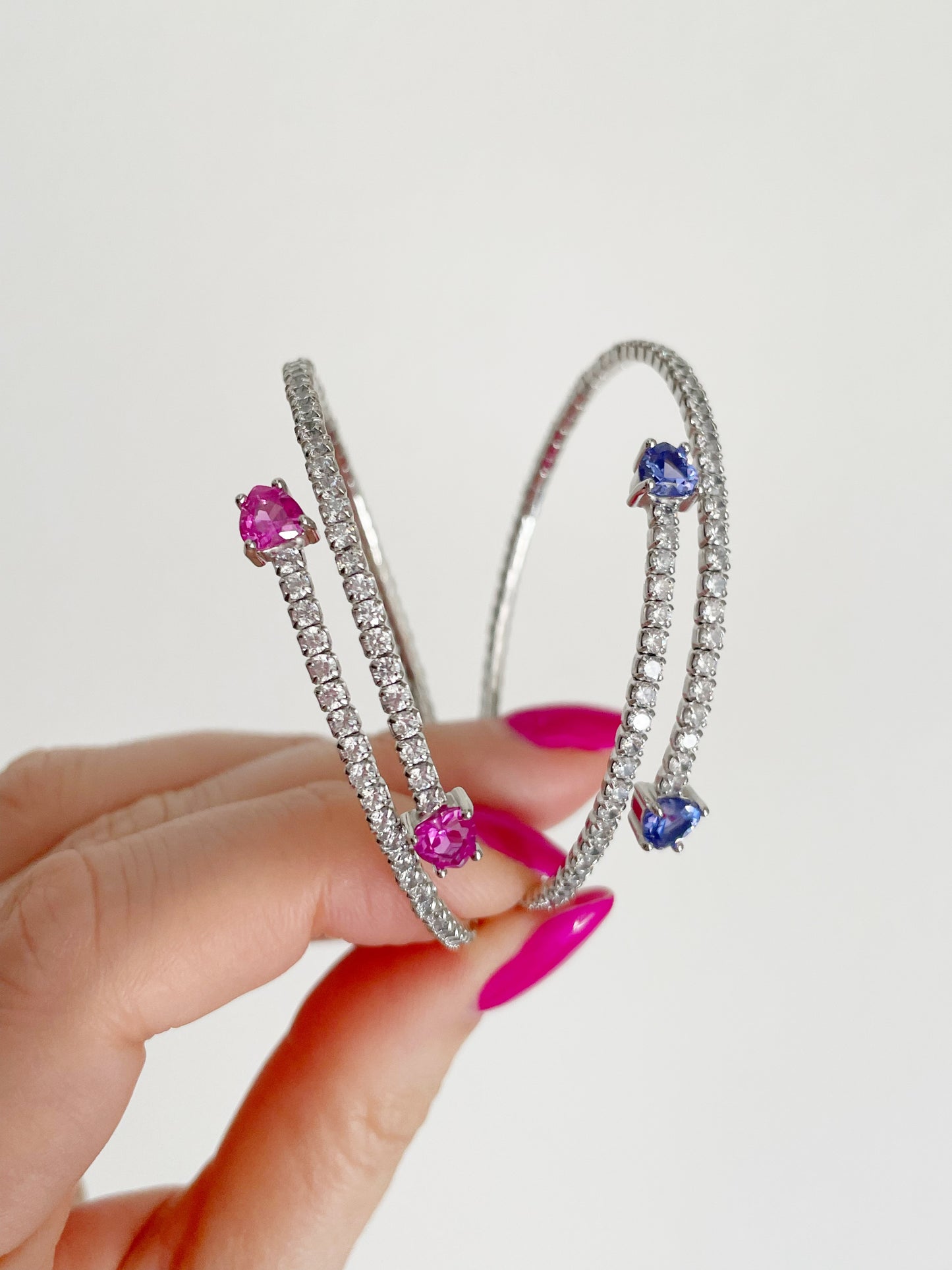 Bracciale tennis semi rigido cuori
