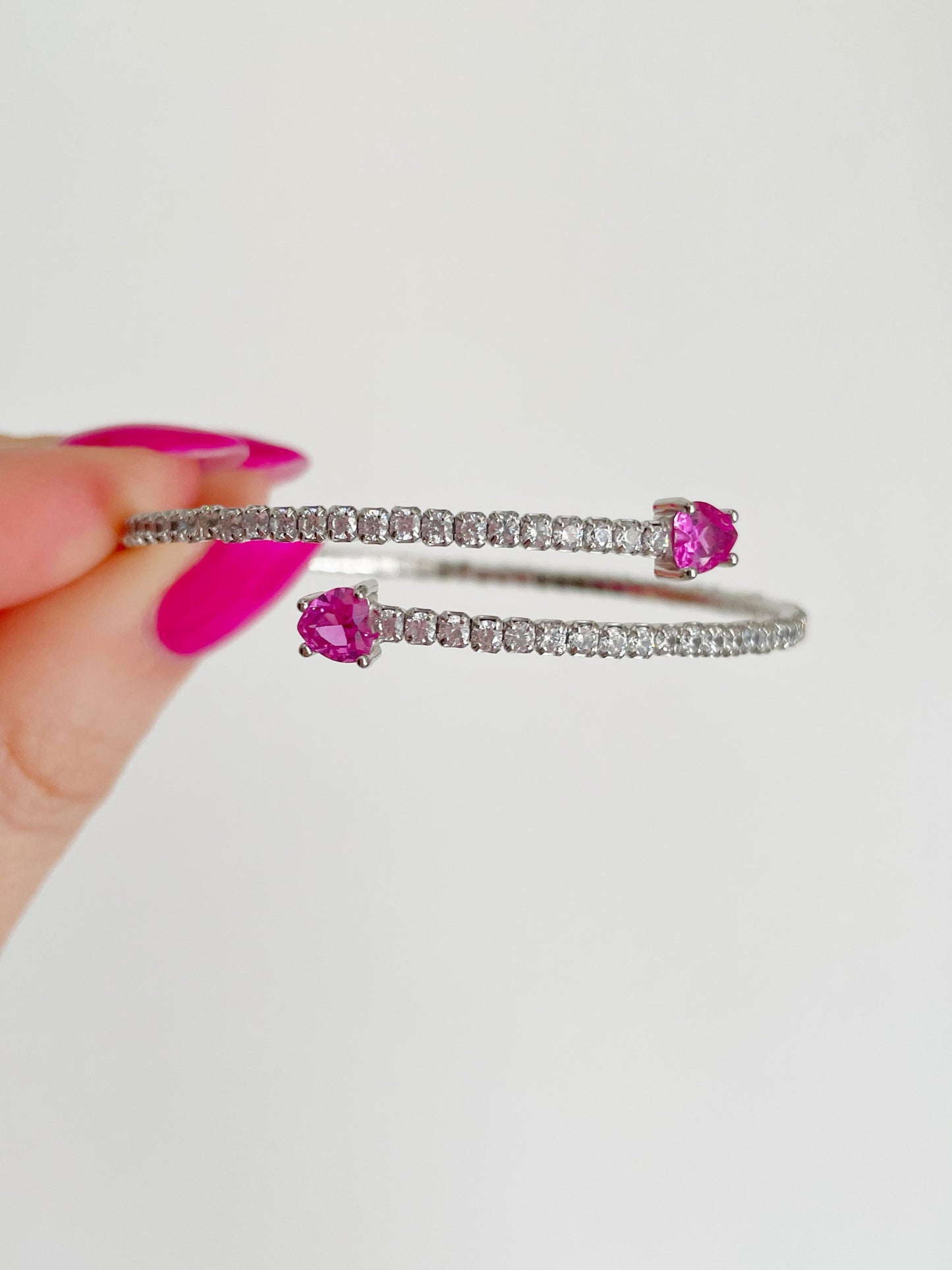 Bracciale tennis semi rigido cuori