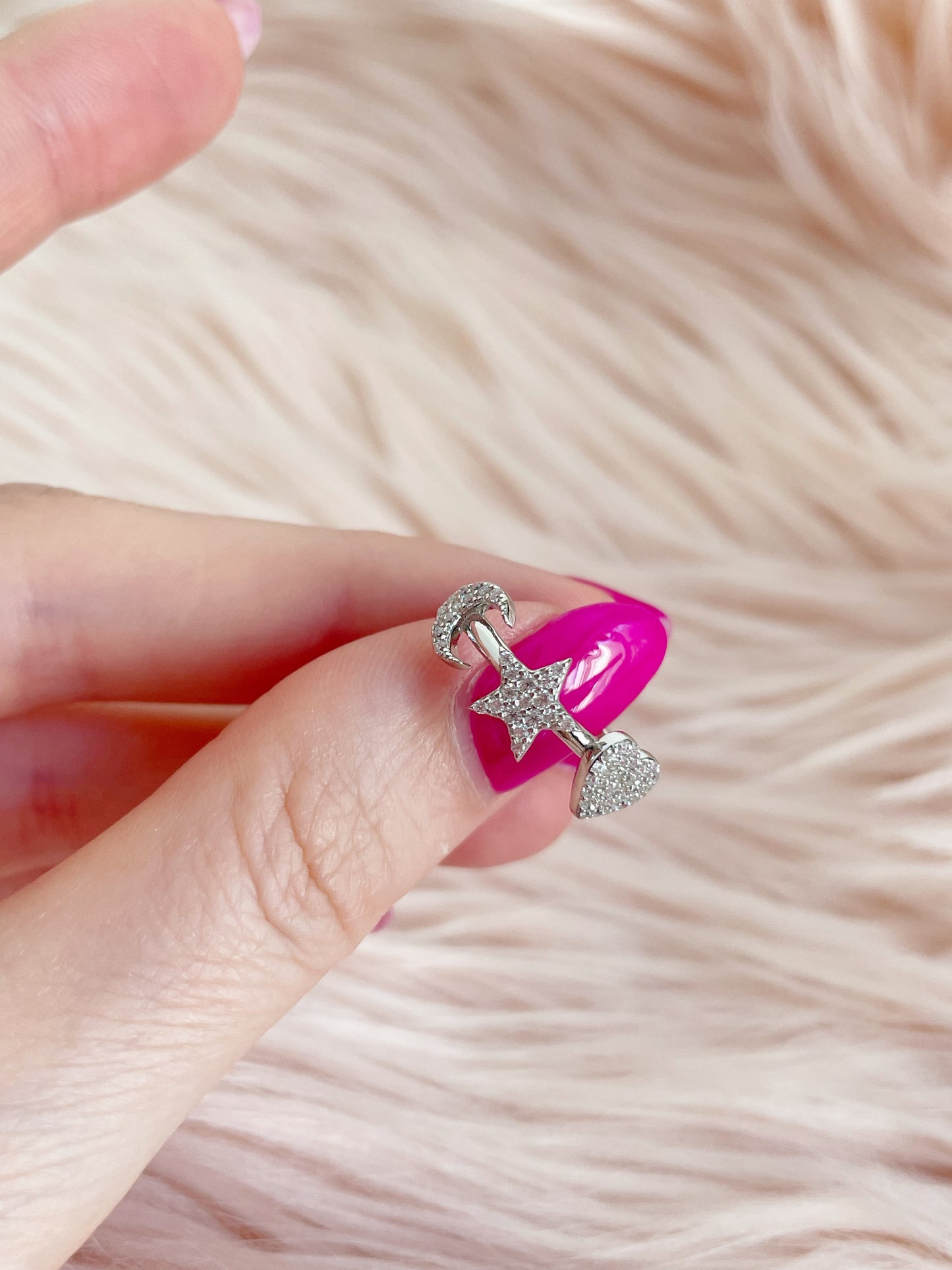 Anello cuore stella e luna