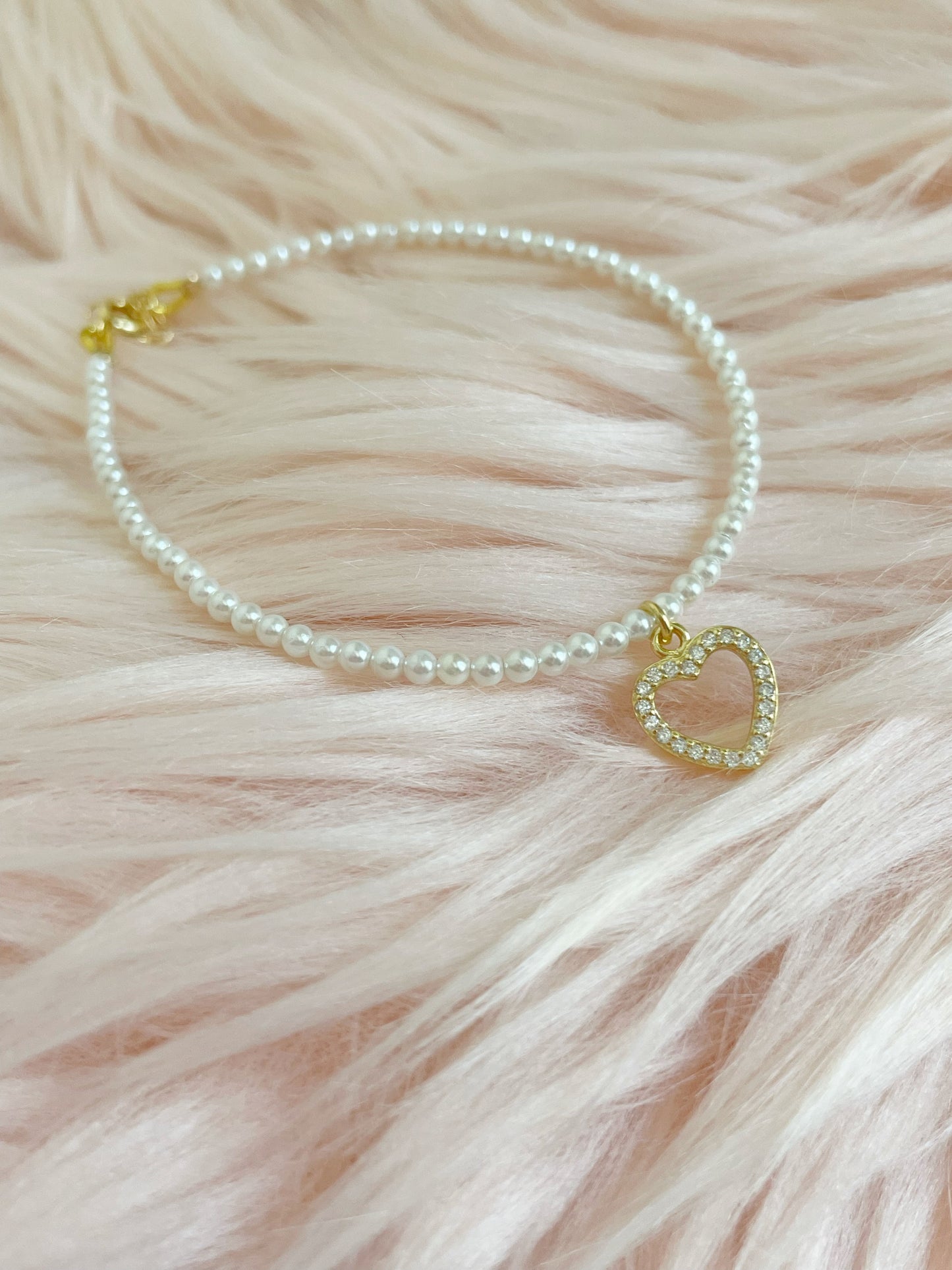 Bracciale perline di fiume e cuore