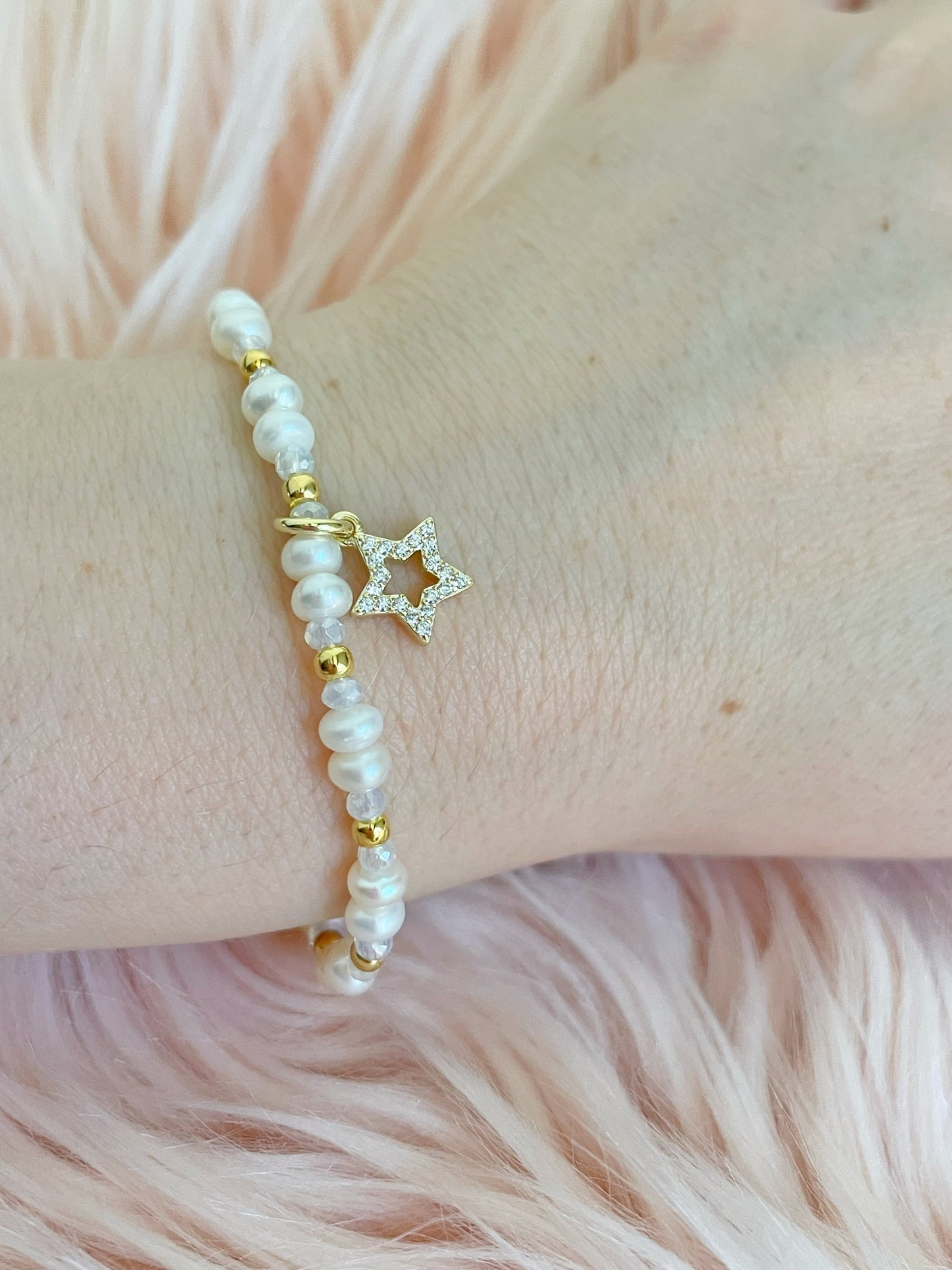 Bracciale perle e cristalli con stella