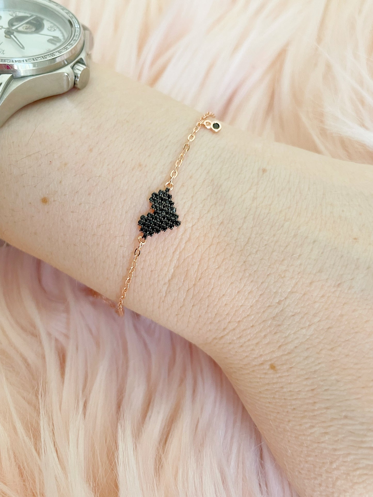 Bracciale cuore pixel con punto luce